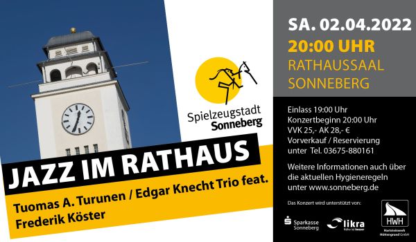 Plakat zu: Jazz im Rathaus mit den wichtigsten Informationen.