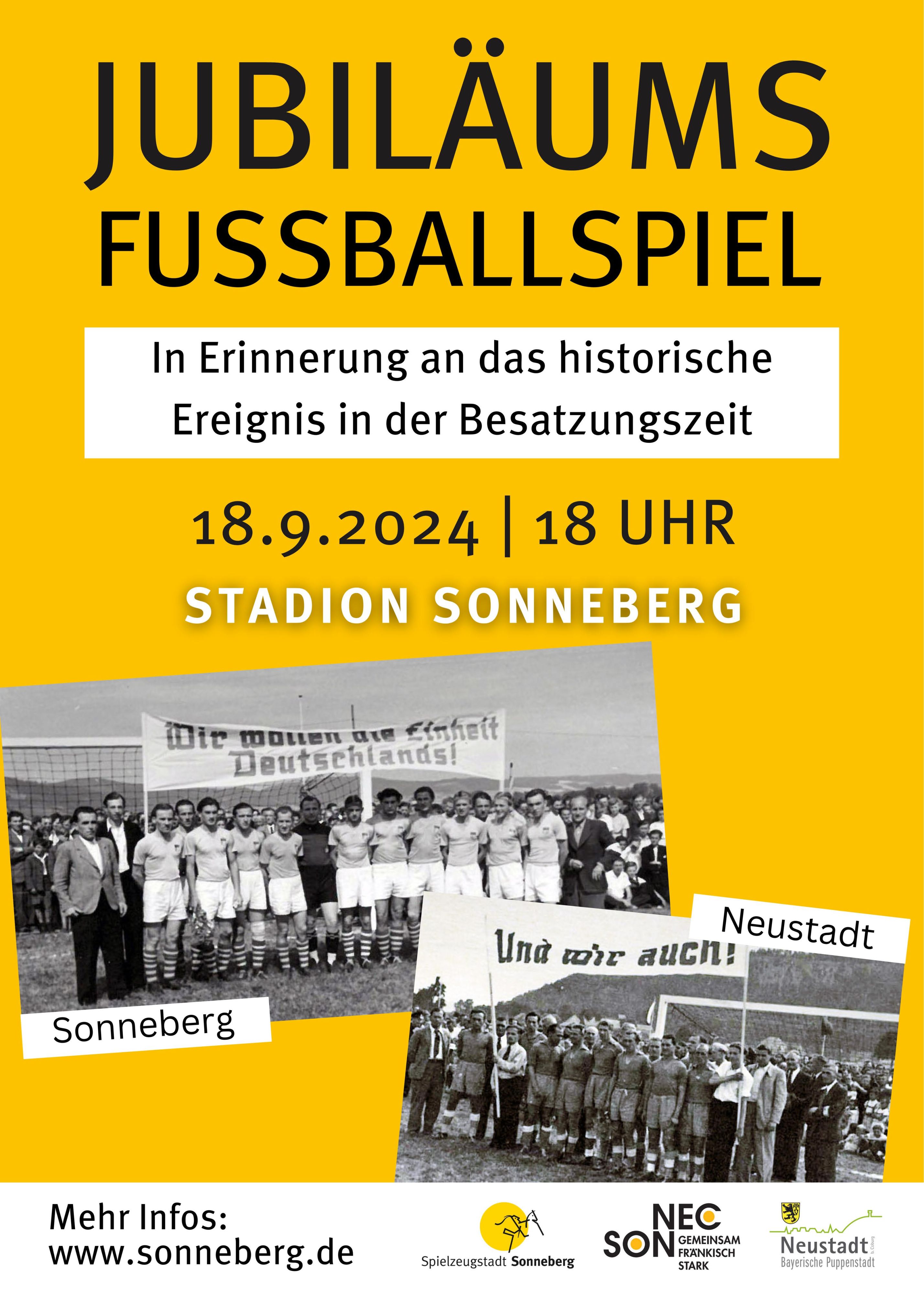 Ein Flyer mit Werbung zu einem Fußballspiel.