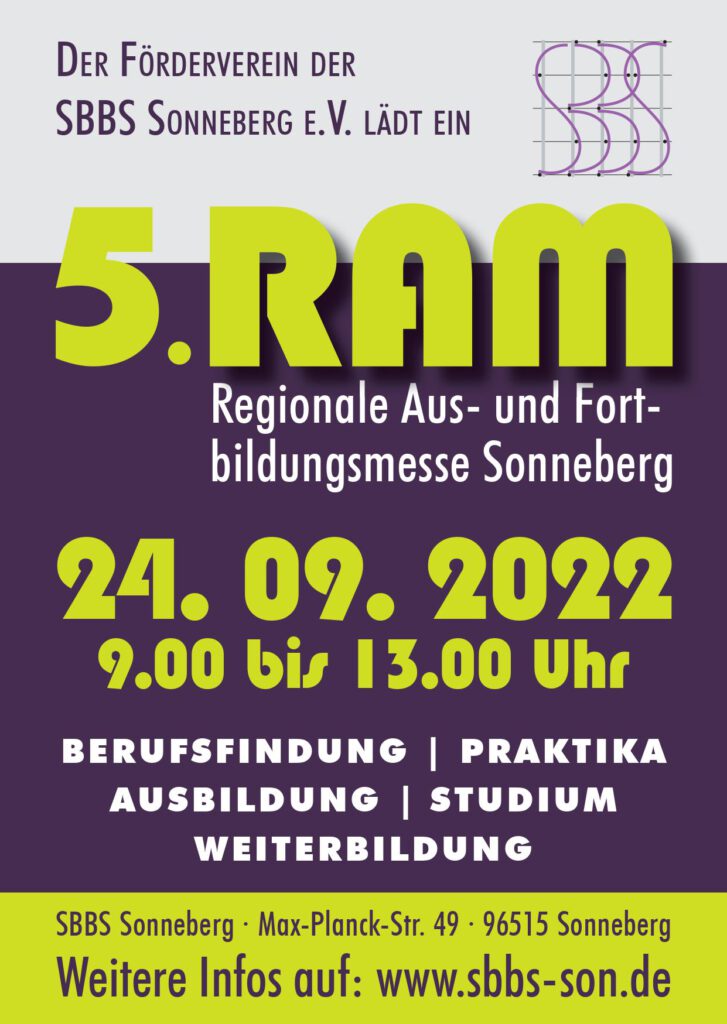Ein Flyer mit Informationen zur Regionalen Aus- und Fortbildungsmesse Sonneberg.